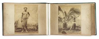 (FIJI, TASMANIA, OCEANIA--EARLY PHOTOGRAPHS.) Album containing 57 mounted albumens of Oceanic peoples and locations,